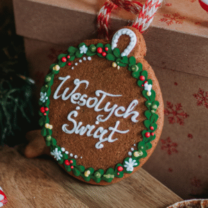 Bombka duża pozłacana – Wesołych Świąt!